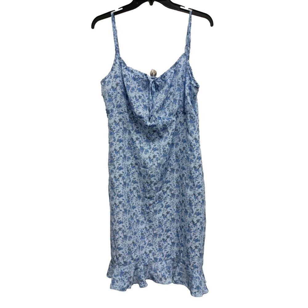 VTG Y2K Lisa Jo Babydoll Dress Womens Large Blue Floral Coquette Cottagecore